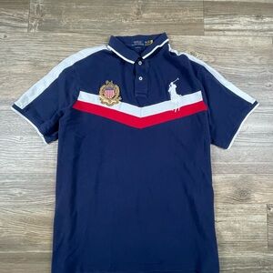 Ralph Lauren Navy Polo with Red and White Stripes